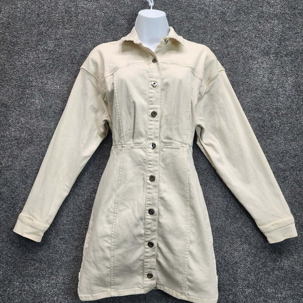 Free People‎ Women's Denim Button Front Long Sleeve Mini Shirt Dress Size 6